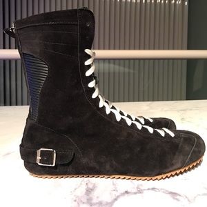 Womens Belstaff Beryl High Suede Black Sneaker Boxing Boot Lace Zip up 37 / 7